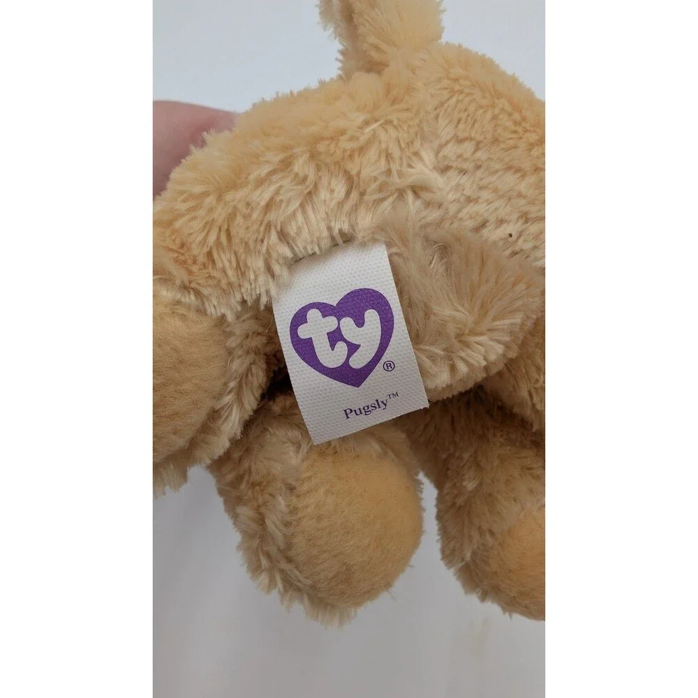 Ty Beanie Boos - PUGSLY Pug Dog (Original Purple Tag & Solid Eyes) 6
